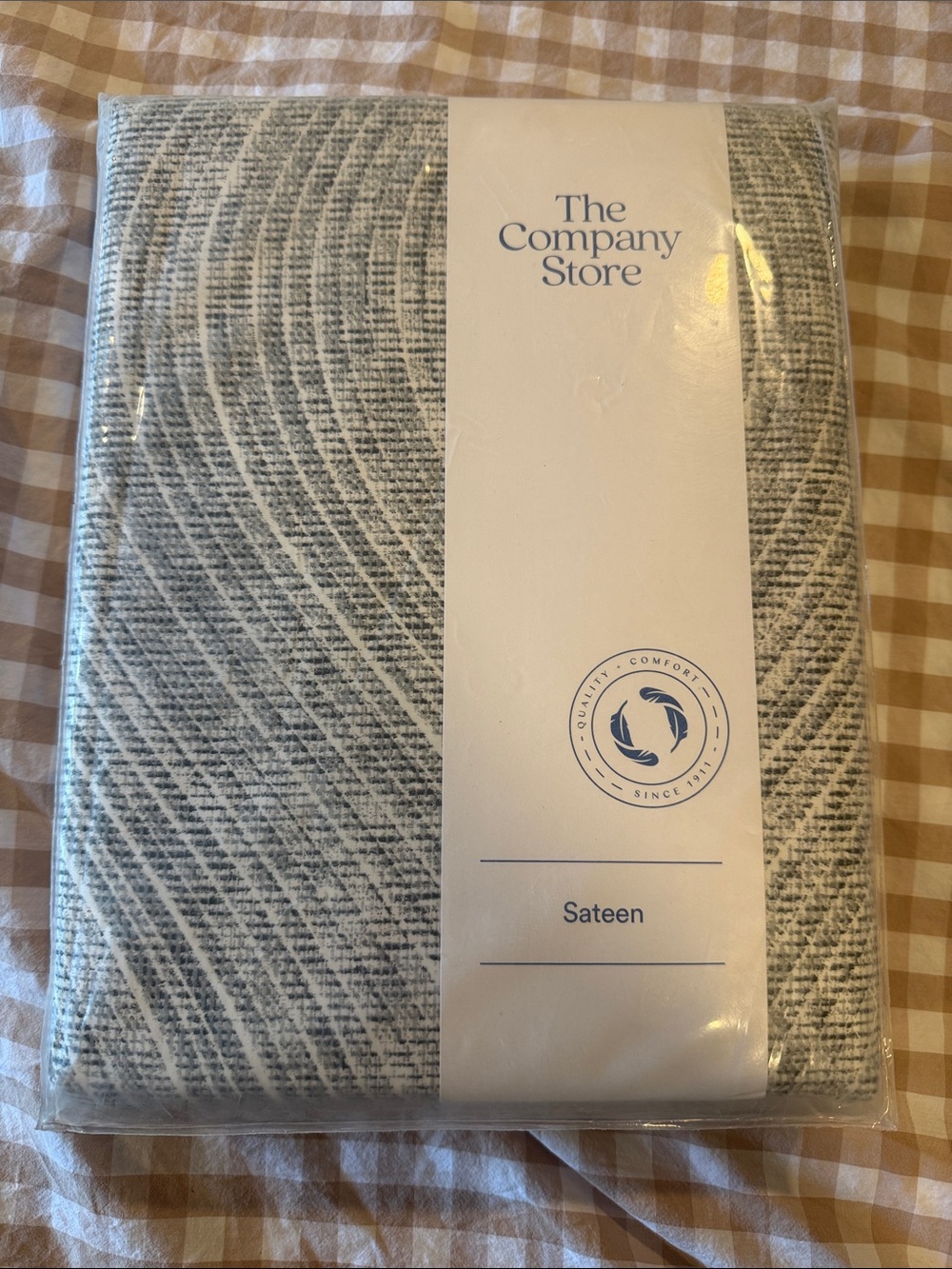 The Company Store Gray & White Sateen Sheet with Woven Wave Pattern